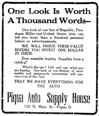 1913 Piqua Ohio Advertisement One Look Is Worth a Thousand Words